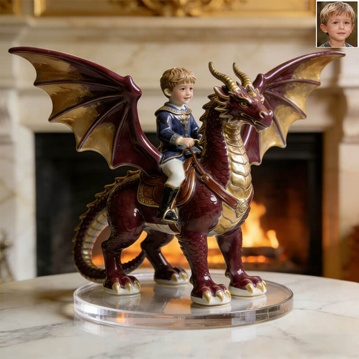 Personalized Dragon Rider Ceramic Style Portrait Ornament