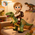 Custom cartoon portrait style dinosaur rider pillow