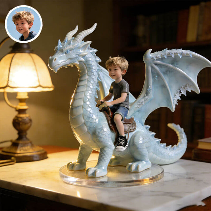 Personalized Dragon Rider Ceramic Style Portrait Ornament