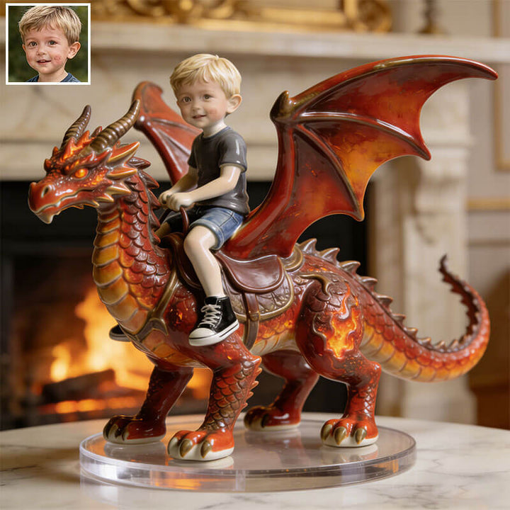 Personalized Dragon Rider Ceramic Style Portrait Ornament