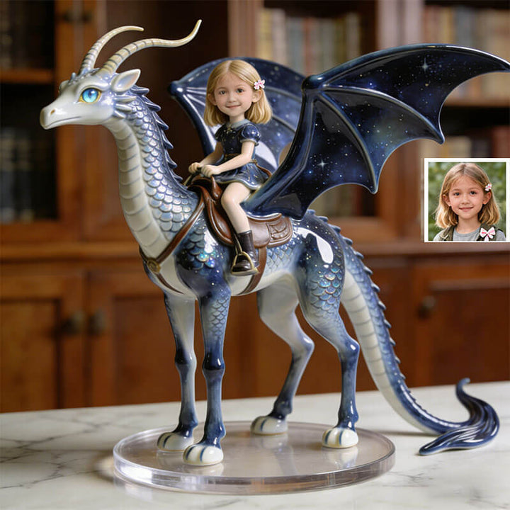 Personalized Dragon Rider Ceramic Style Portrait Ornament