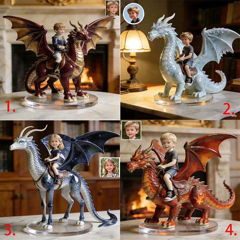 Personalized Dragon Rider Ceramic Style Portrait Ornament