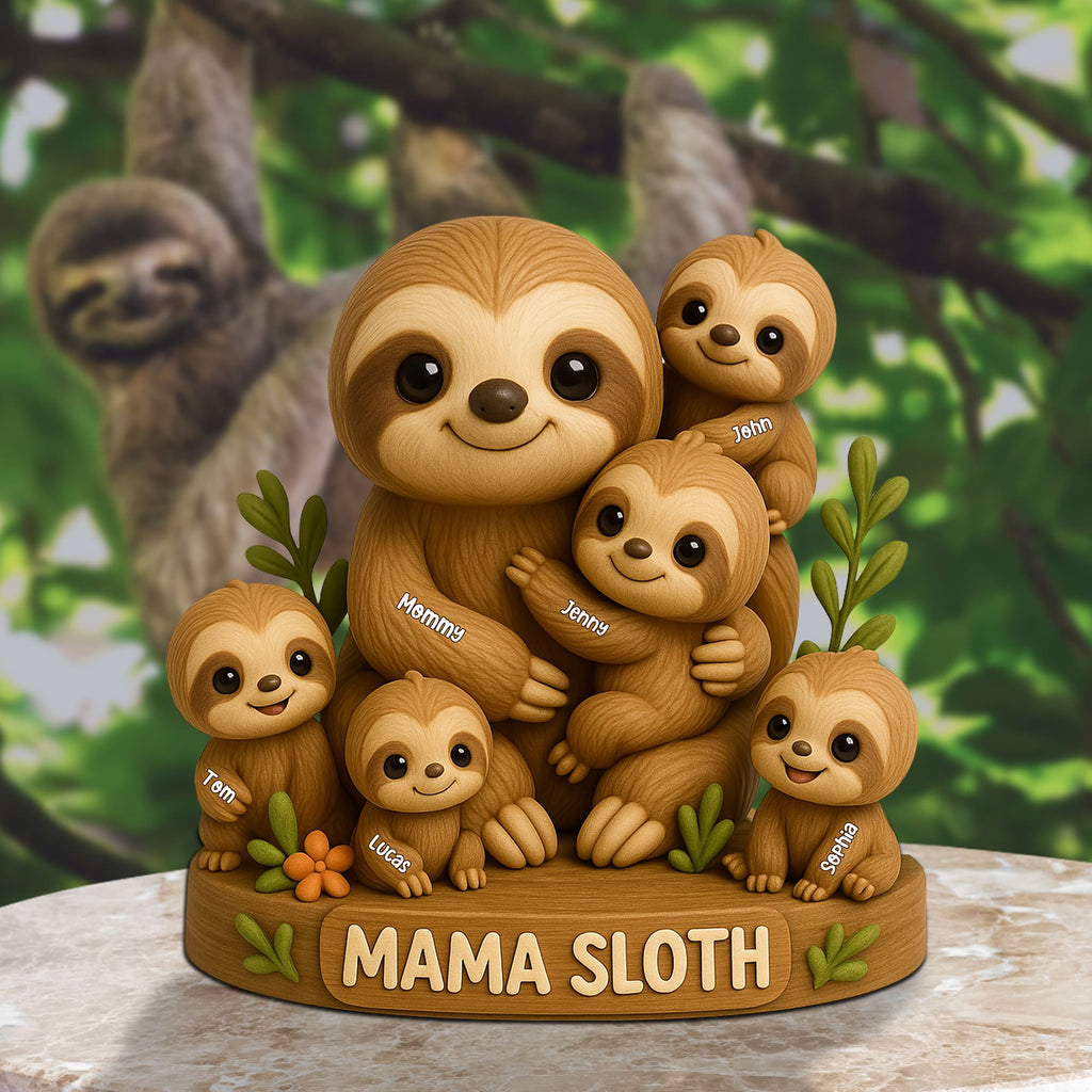 Personalized Christmas Gifts For Mom Plaque Mama Sloth 06natn150425