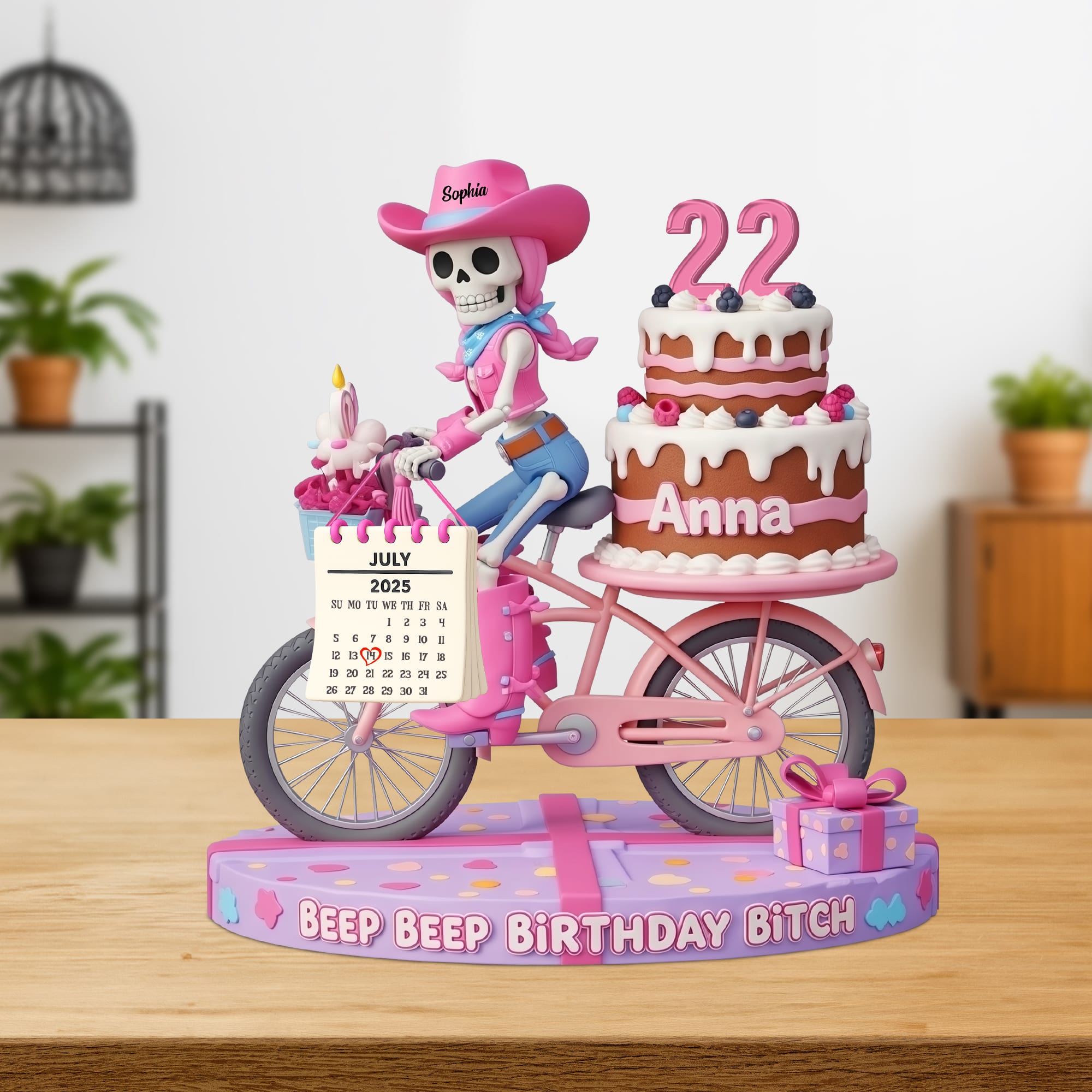 Personalized Birthday Gifts For Friend Acrylic Plaque, Funny Cowgirl Skull 04tgtn230625