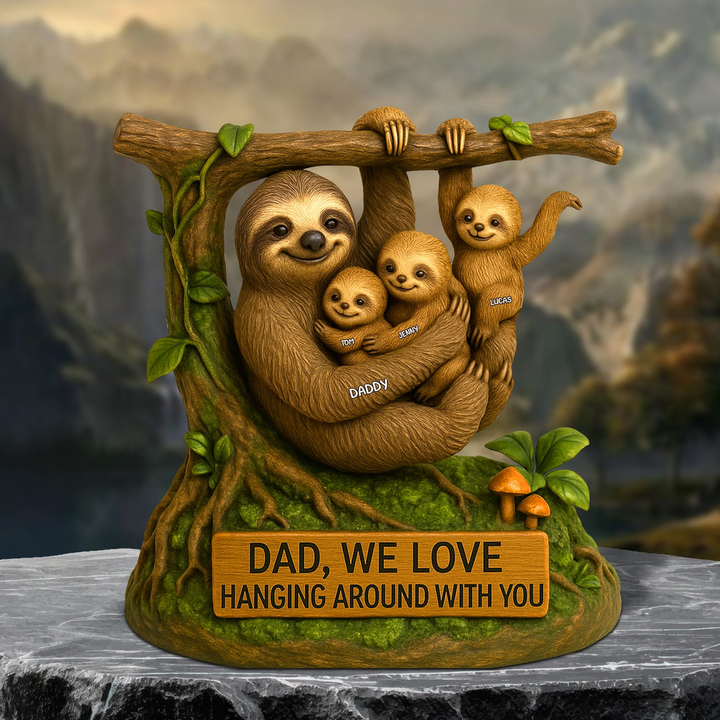 Sloth Dad Plaque - Personalized Gifts For Dad 01natn120525