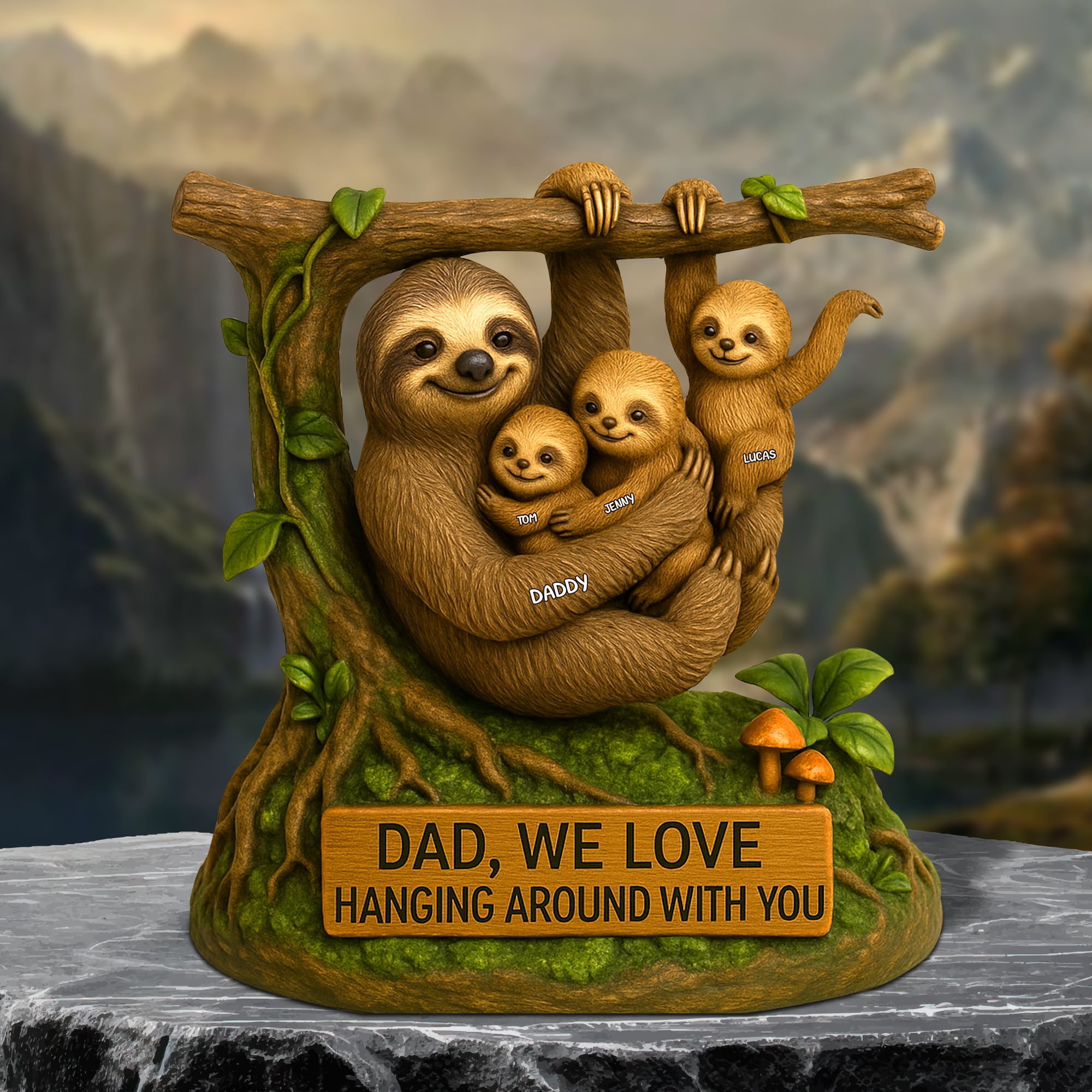 Sloth Dad Plaque - Personalized Gifts For Dad 01natn120525