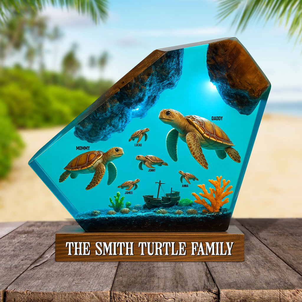 Turtle Family Plaque - Personalized Gifts For Family 04natn280525