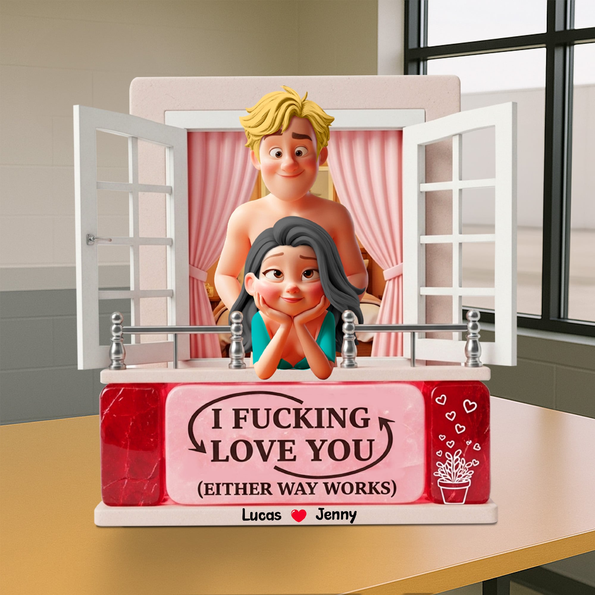 Personalized Gifts For Naughty Couple Acrylic Plaque, Cartoon Character 04tgtn180625