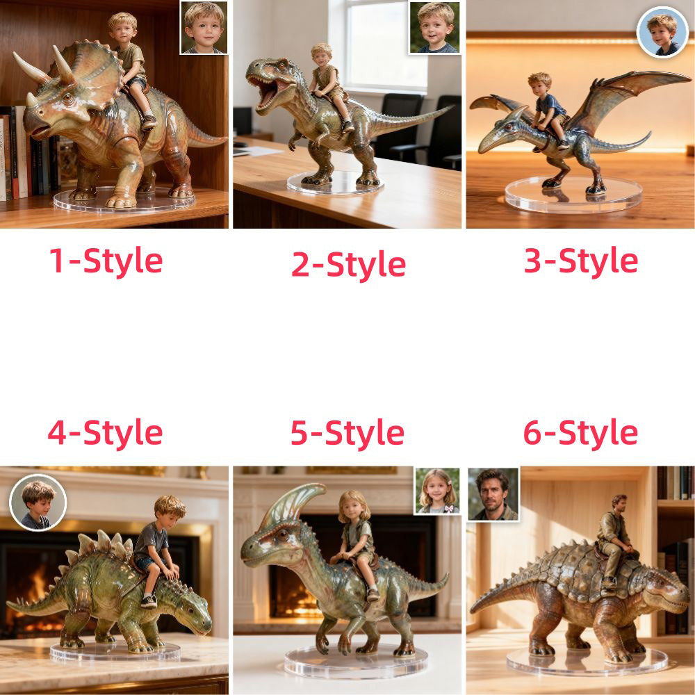 Personalized Dinosaur Rider Ceramic Style Portrait