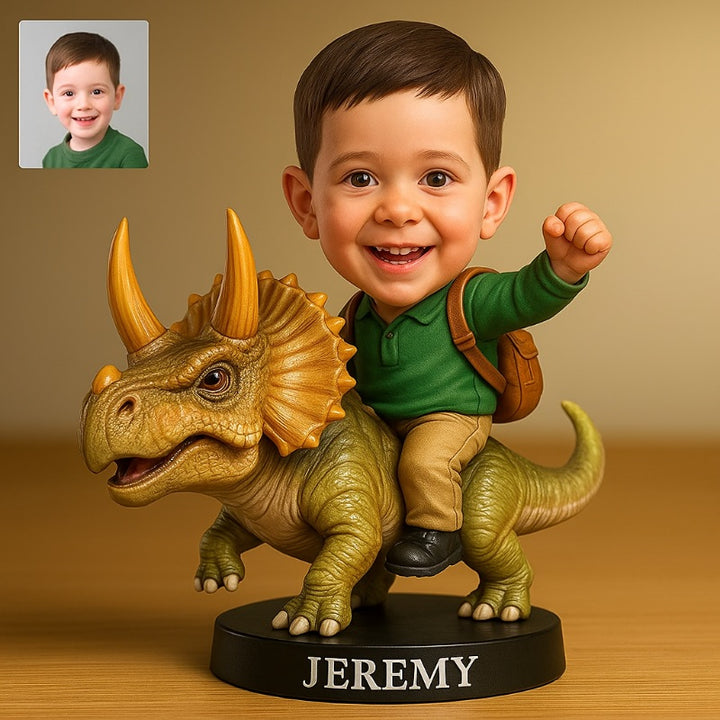 Personalized Funny Boy Riding Dinosaur Figurine Decoration