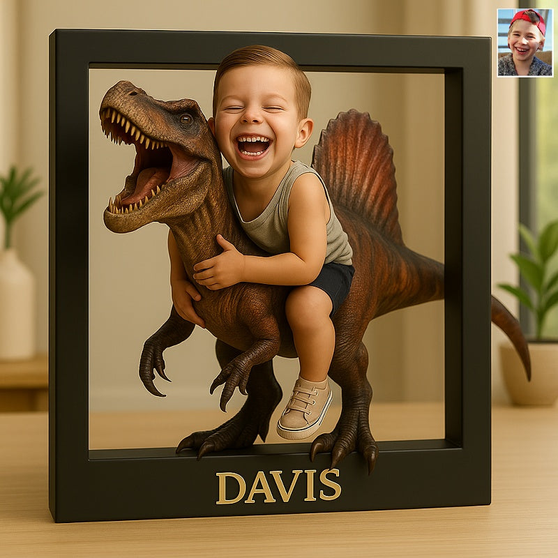 Personalized baby photo dinosaur keepsake frame