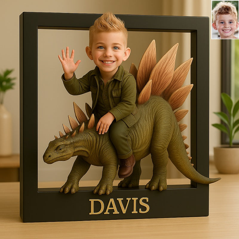 Personalized baby photo dinosaur keepsake frame