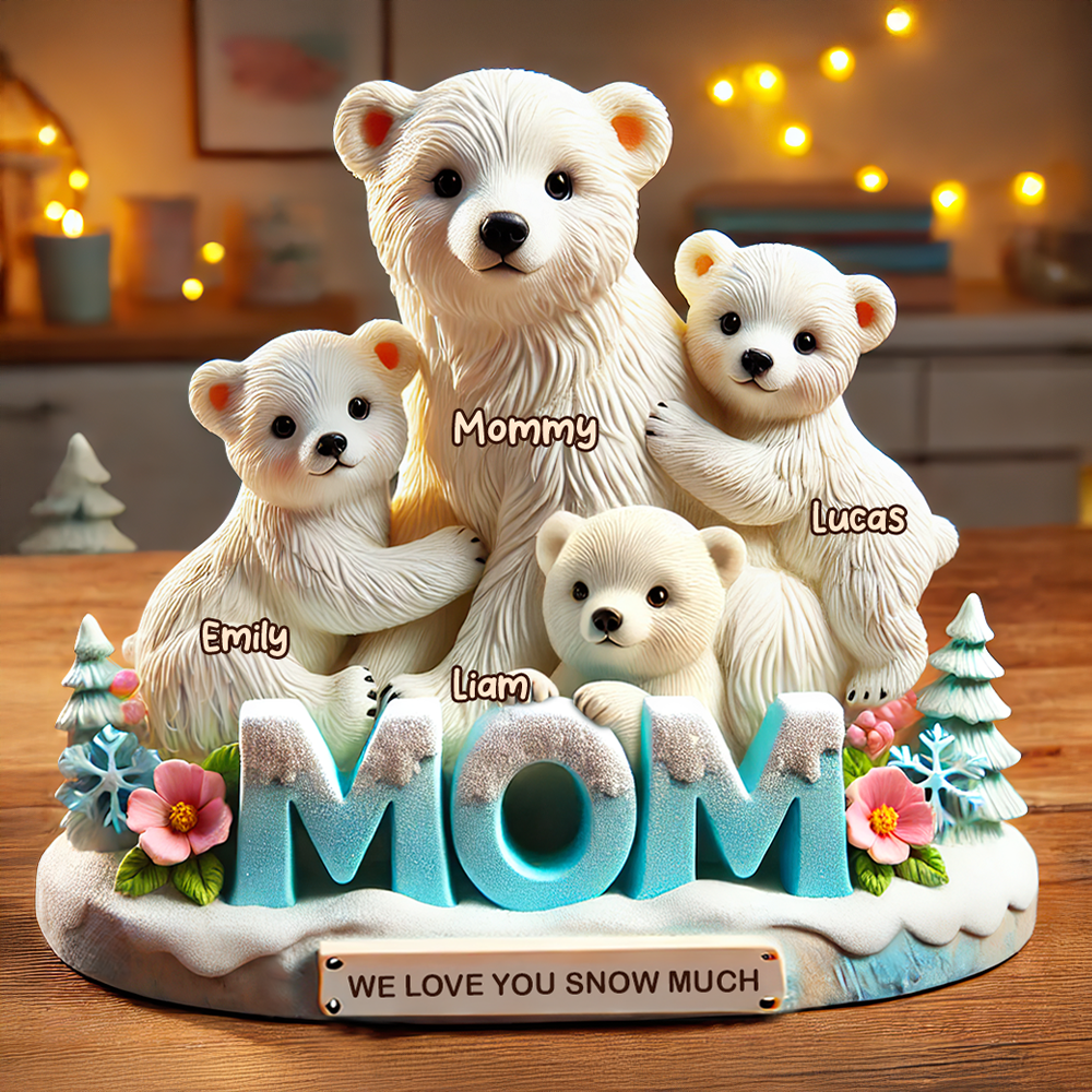 Polar Bear Mom Plaque - Personalized Gifts For Mom 02hupu170425