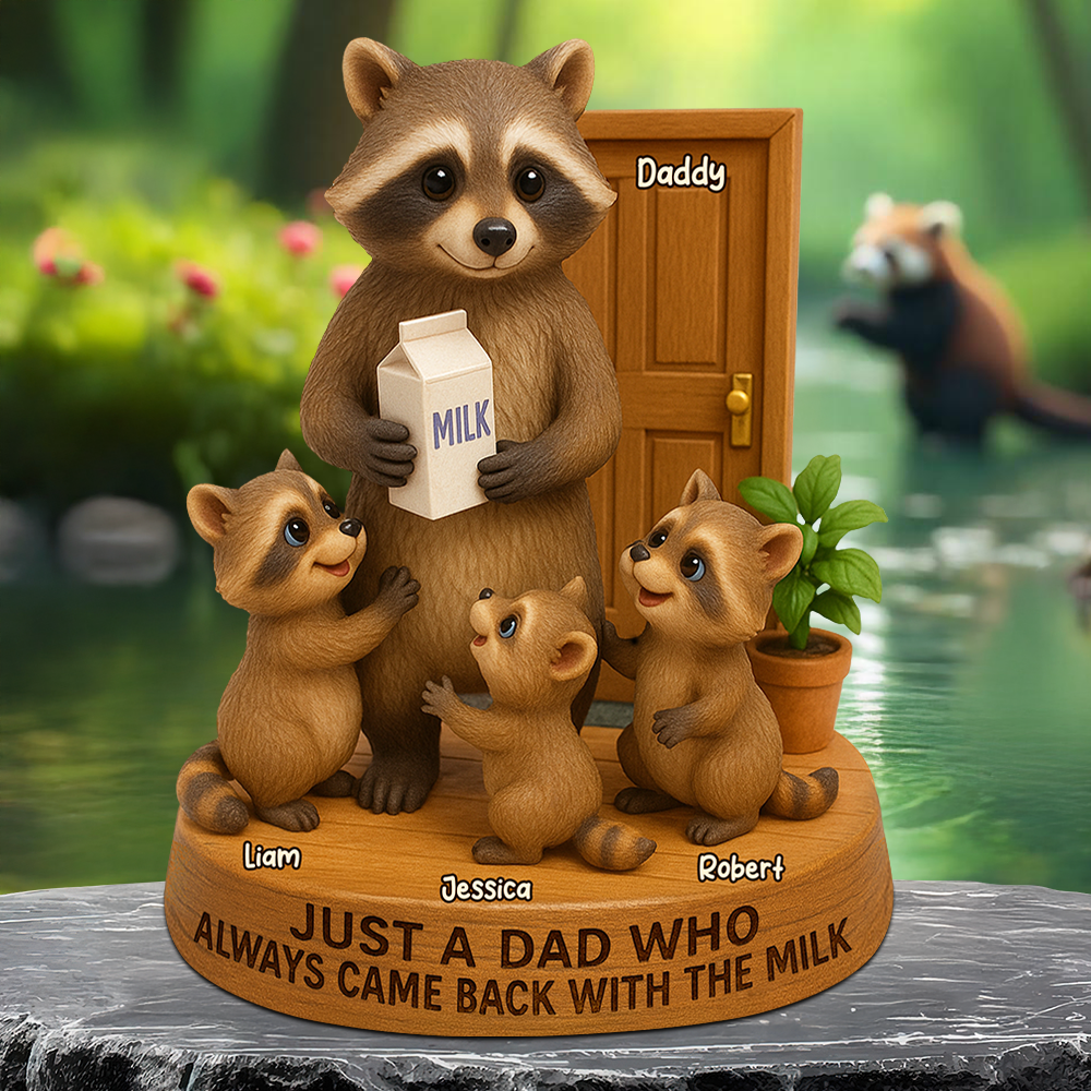 Raccoon Dad Plaque - Personalized Gifts For Dad 04napu130525