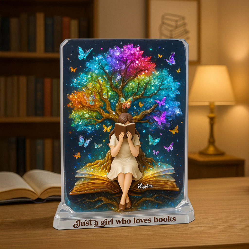 Reading Girl Acrylic Plaque - Personalized Gifts For Book Lovers 01topu160625