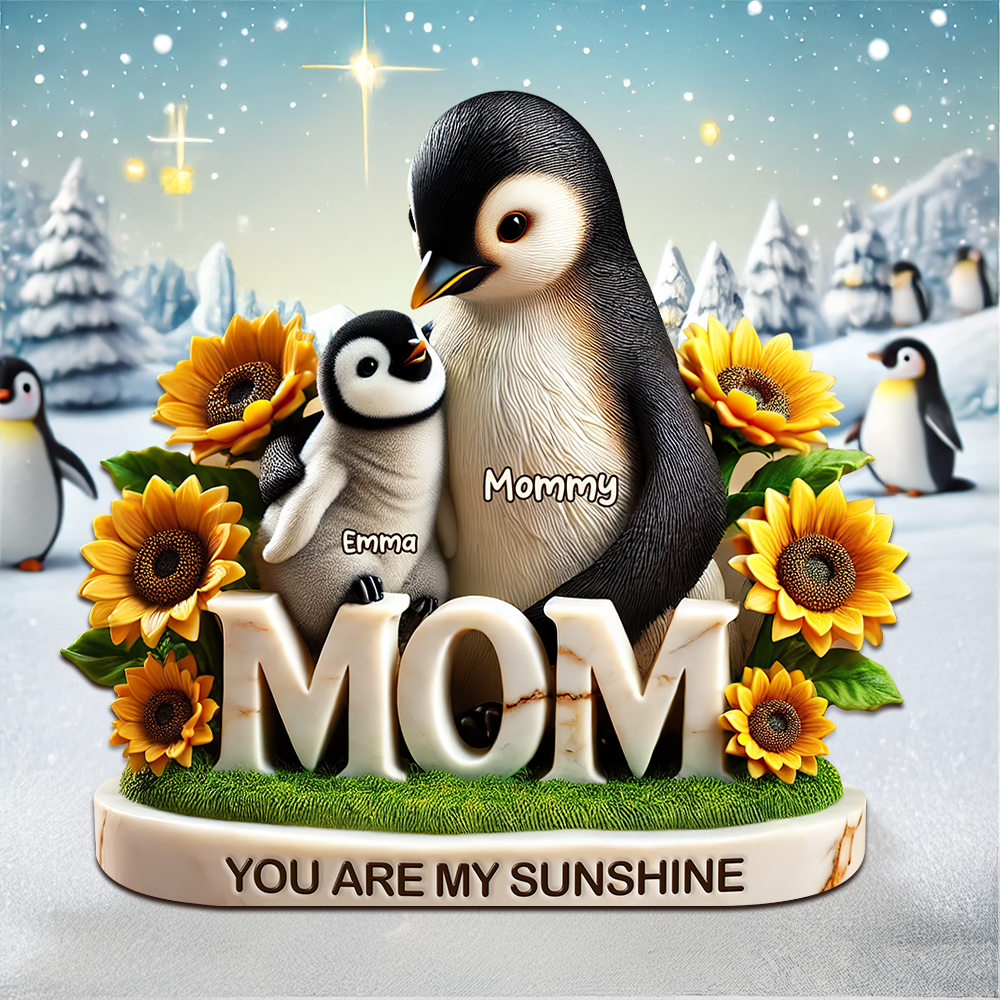 Penguin Mom Plaque - Personalized Gifts For Mom 01hupu210425