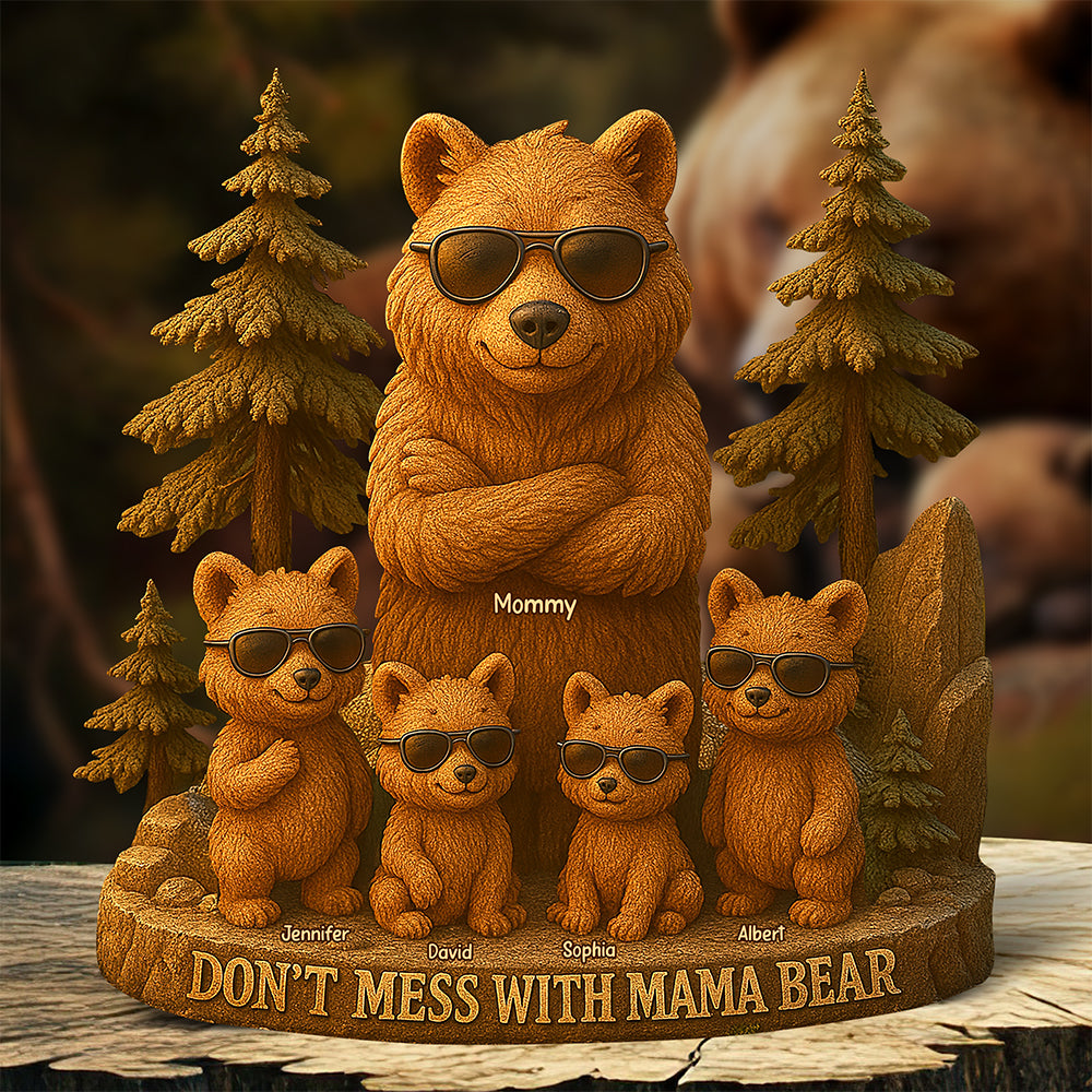 Bear Mom Plaque - Personalized Gifts For Mama Bear
