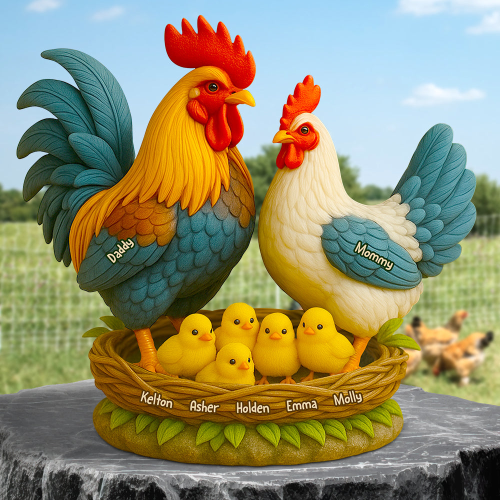 Chicken Family Acrylic Plaque Personalized Gifts For Dad 05XQDT030525