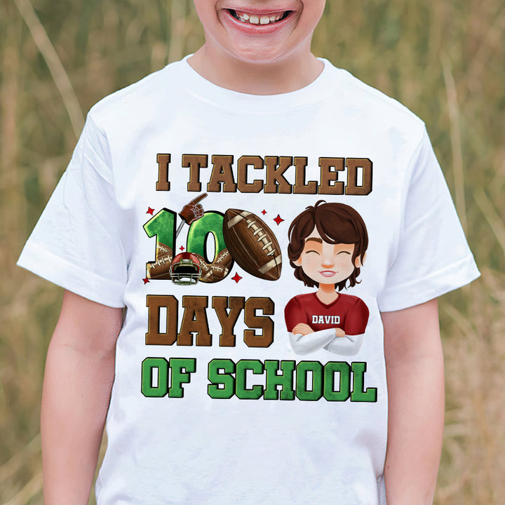 Personalized Gifts For American Football-loving Kids Shirt 02katn040125hg I Tackled 100 Days Of School