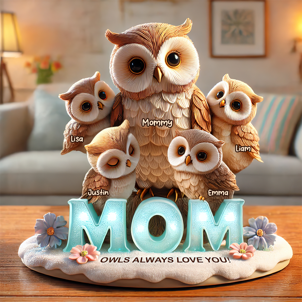 Owl Mom Plaque - Personalized Gifts For Mom 01hupu170425