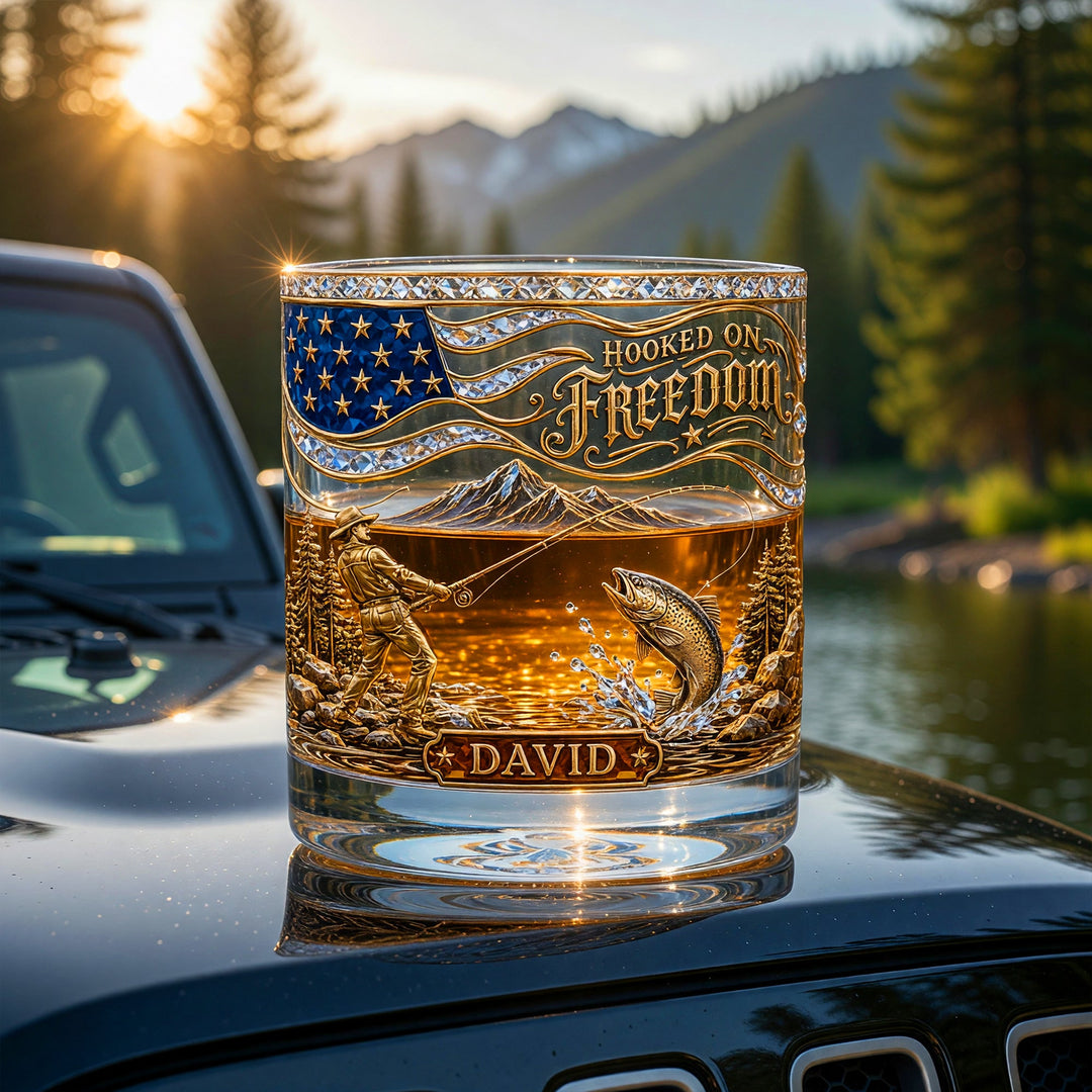 Hooked On Freedom Fishing Round Glass - Personalized Gifts For Fishing Lovers 05paqn290526