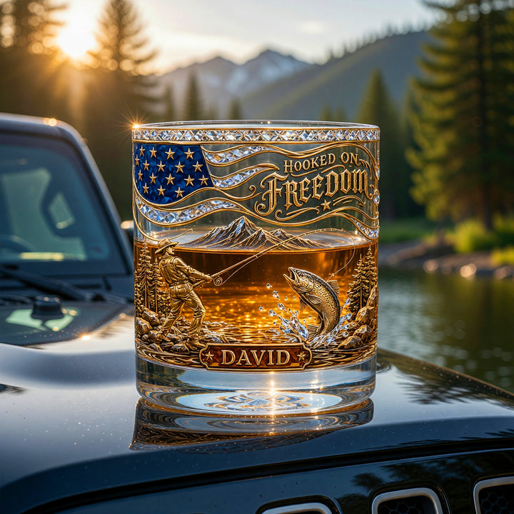 Hooked On Freedom Fishing Round Glass - Personalized Gifts For Fishing Lovers 05paqn290526