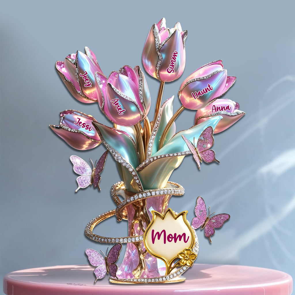 Tulips Of Love To Mom Acrylic Plaque - Personalized Gift For Mother 03TGLU240425
