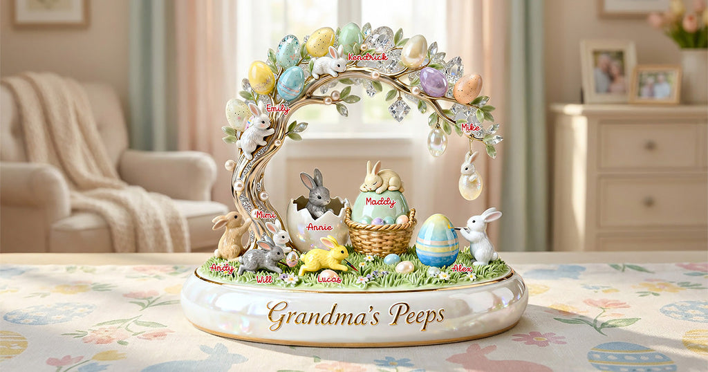 Cute Rabbit Under Easter Tree, Personalized Gifts For Grandma & Other Family Members 01qhmg300126