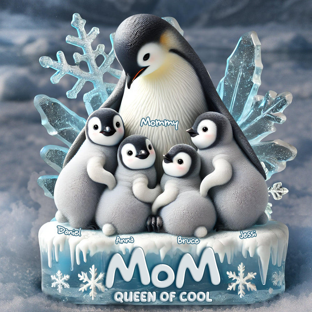 Personalized Gifts For Penguin Mom Acrylic Plaque- Queen Of Cool 04QHLU160425