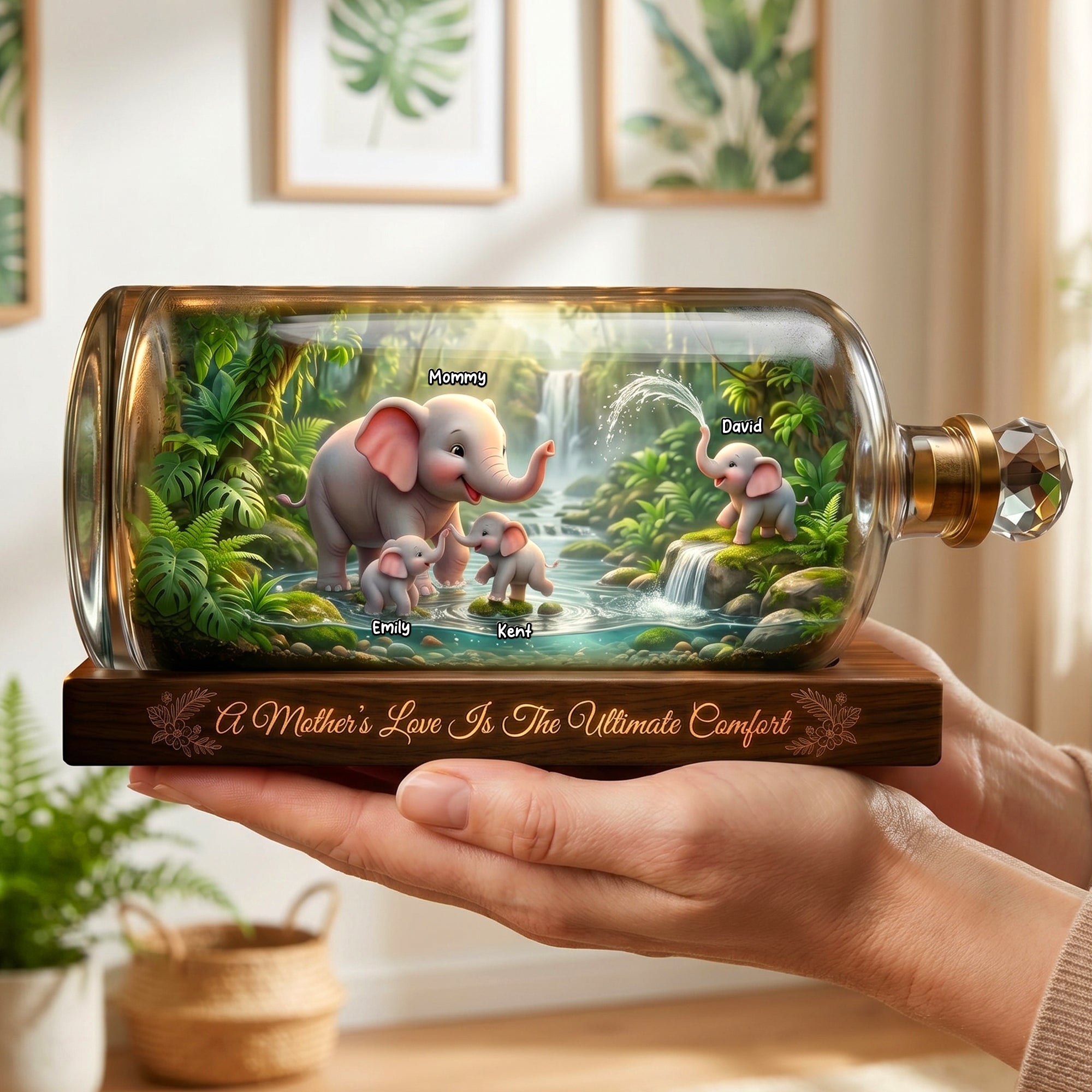 Elephant Family Love Acrylic Plaque - Personalized Mother's Day Gifts 03toqn180426