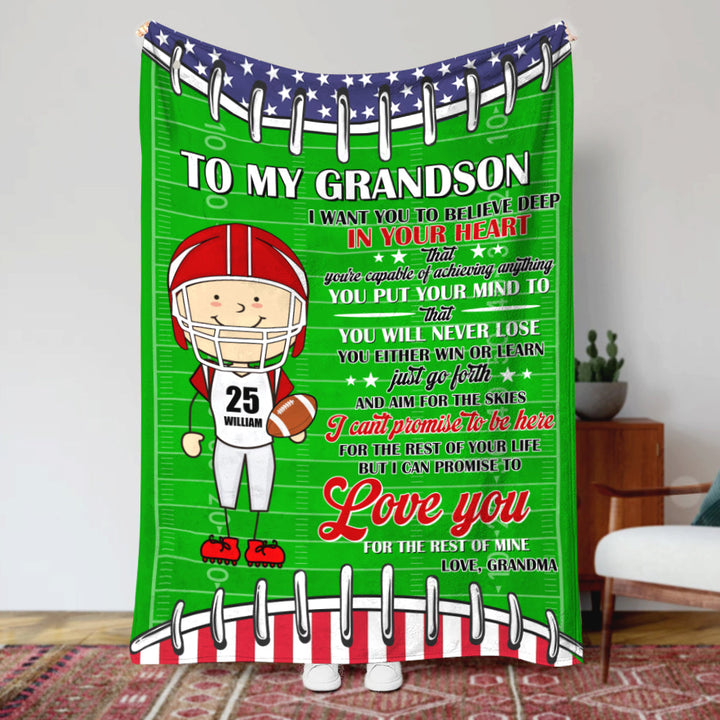 Personalized American Football Blanket, Gift For Child, Gift For Football Lover