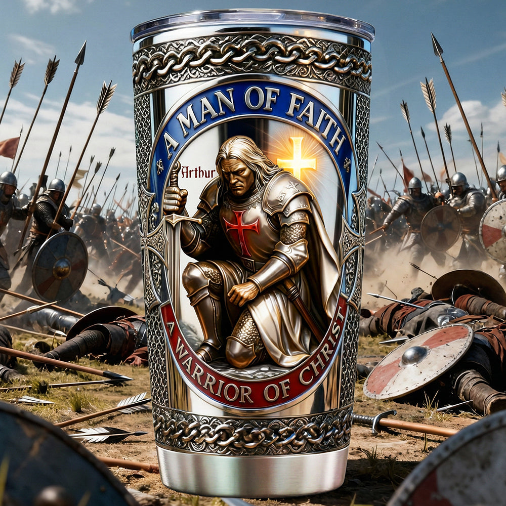 Kneeling Templar Knight Tumbler, Personalized Gifts For Christians 01qhta200126