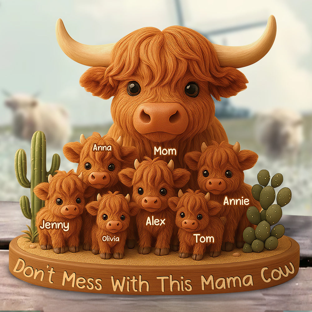 Highland Cow Mama Acrylic Plaque - Personalized Christmas Gifts For Mom 03XQDT150425