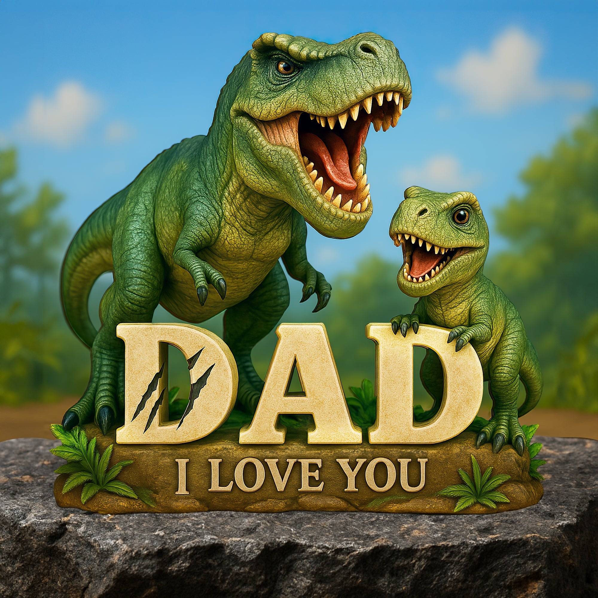 Dinosaur Dad Acrylic Plaque - Personalized Gifts For Father 02HULU100525