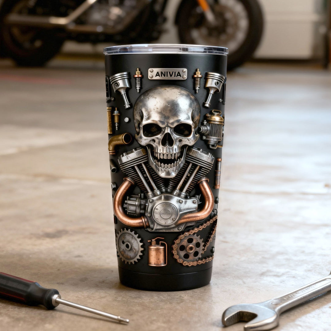 Skull Tumbler - Personalized Gifts For Bikers 03TOTN291225
