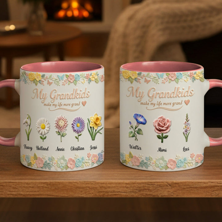 Grandkids Floral Accent Mug – Personalized Gifts For Grandma 03KIMG090226