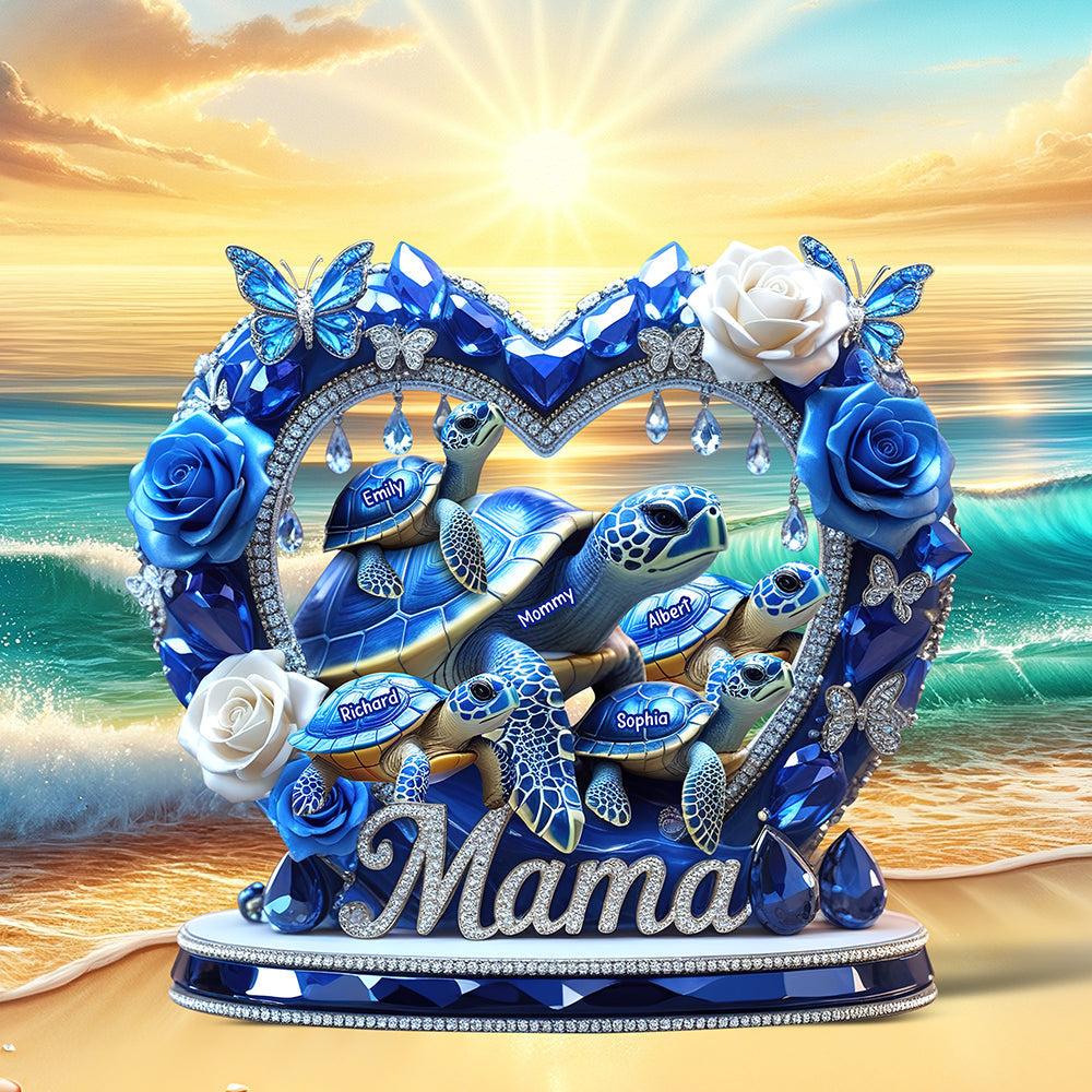 Sparkling Mama Turtle Plaque – Personalized Christmas Gifts For Mom 02XQQN240425