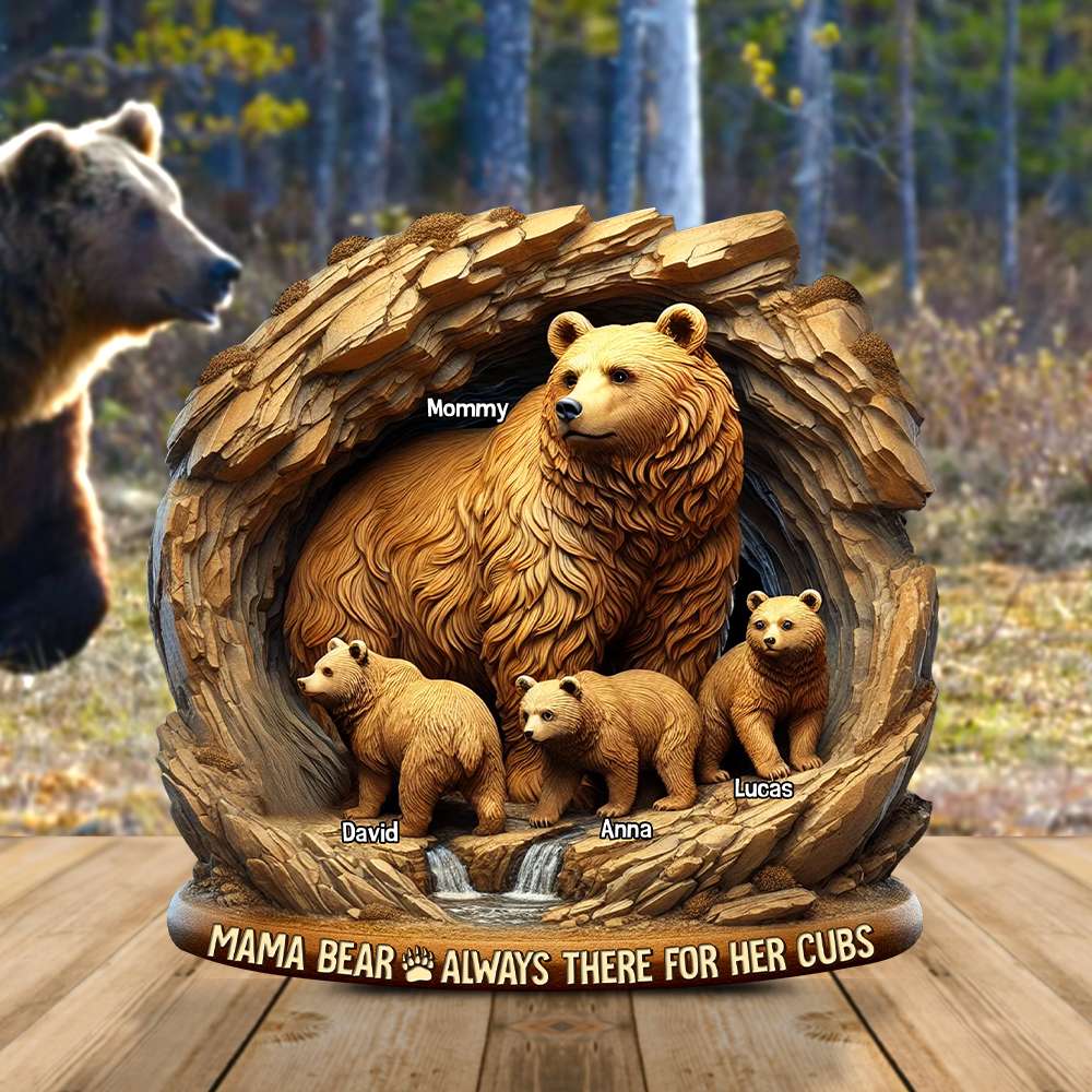 Mama Bear - Mom Plaque - Personalized Gifts For Mother 02TGTN250325