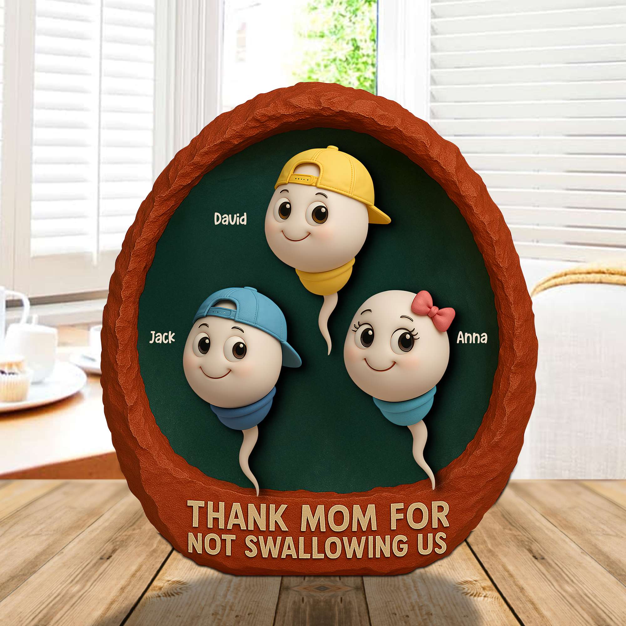 Personalized Gifts For Mom Plaque Thank You For Not Swallowing Us Funny Kids 01OHTN140425