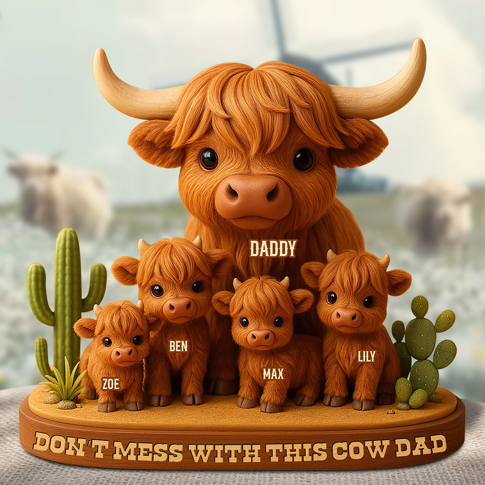 Highland Cow Dad Acrylic Plaque Personalized Gifts For Dad 04XQDT010525