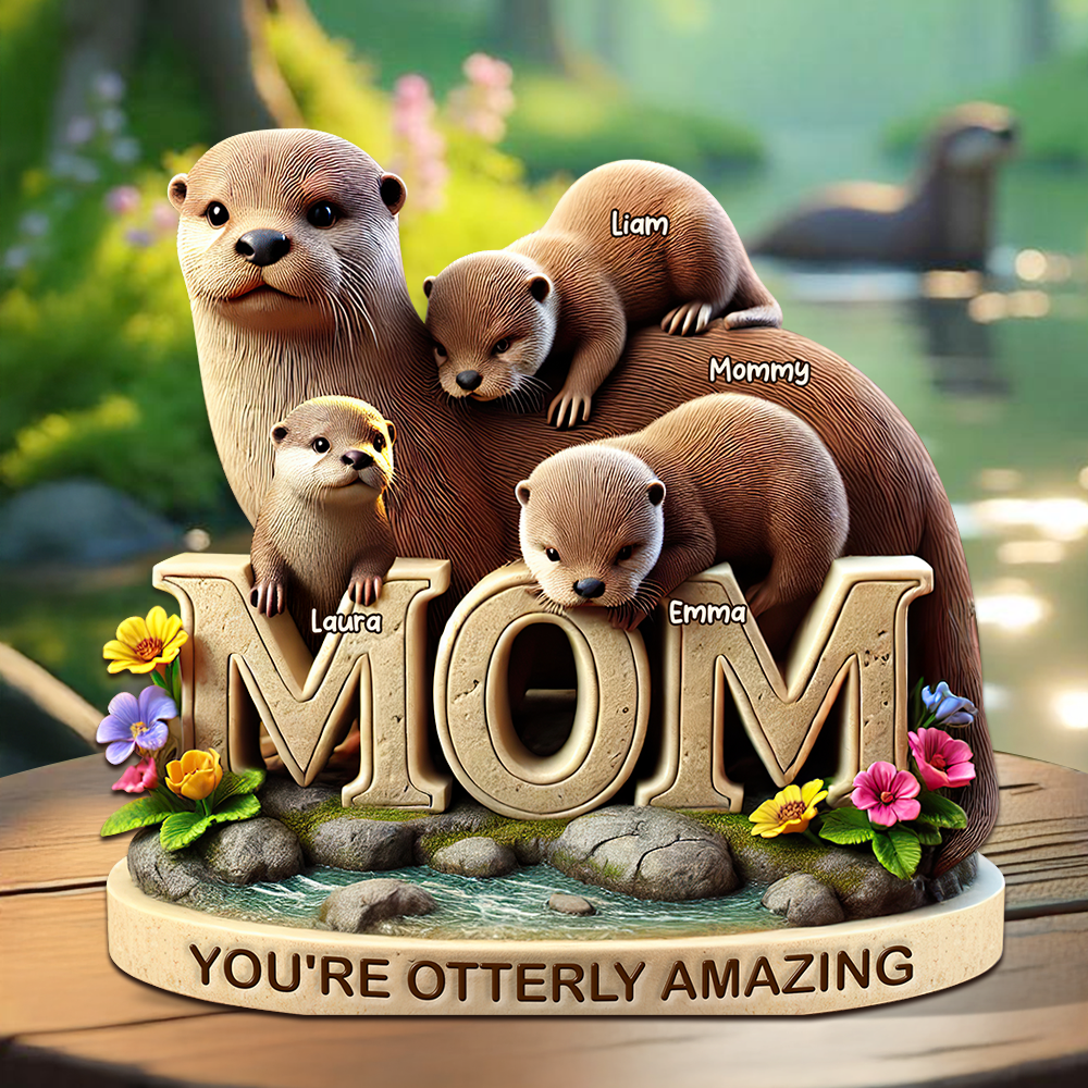 Otter Mom Plaque - Personalized Gifts For Mom 01hupu190425