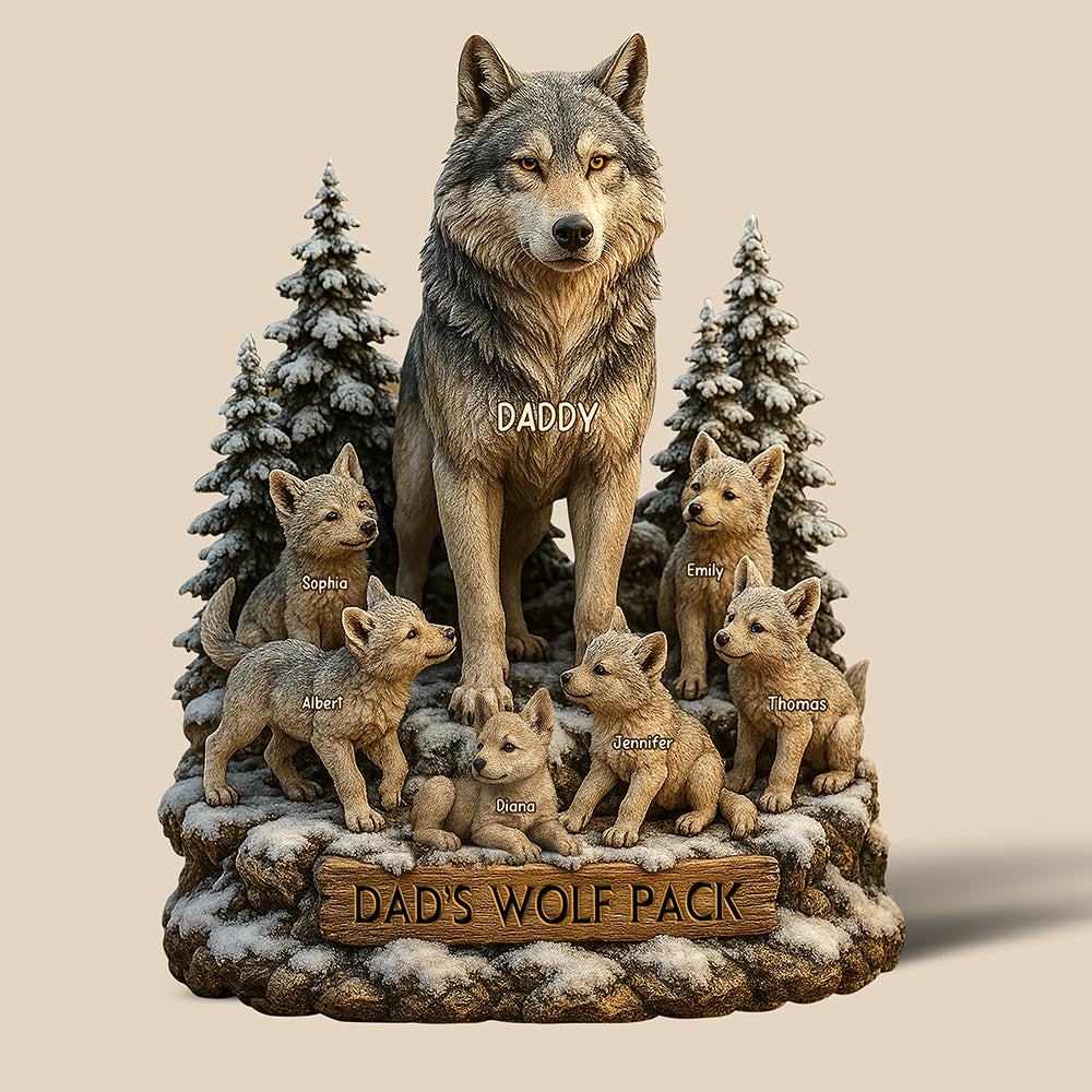 Wolf Dad Plaque - Personalized Gifts For Dad 01xqqn160425