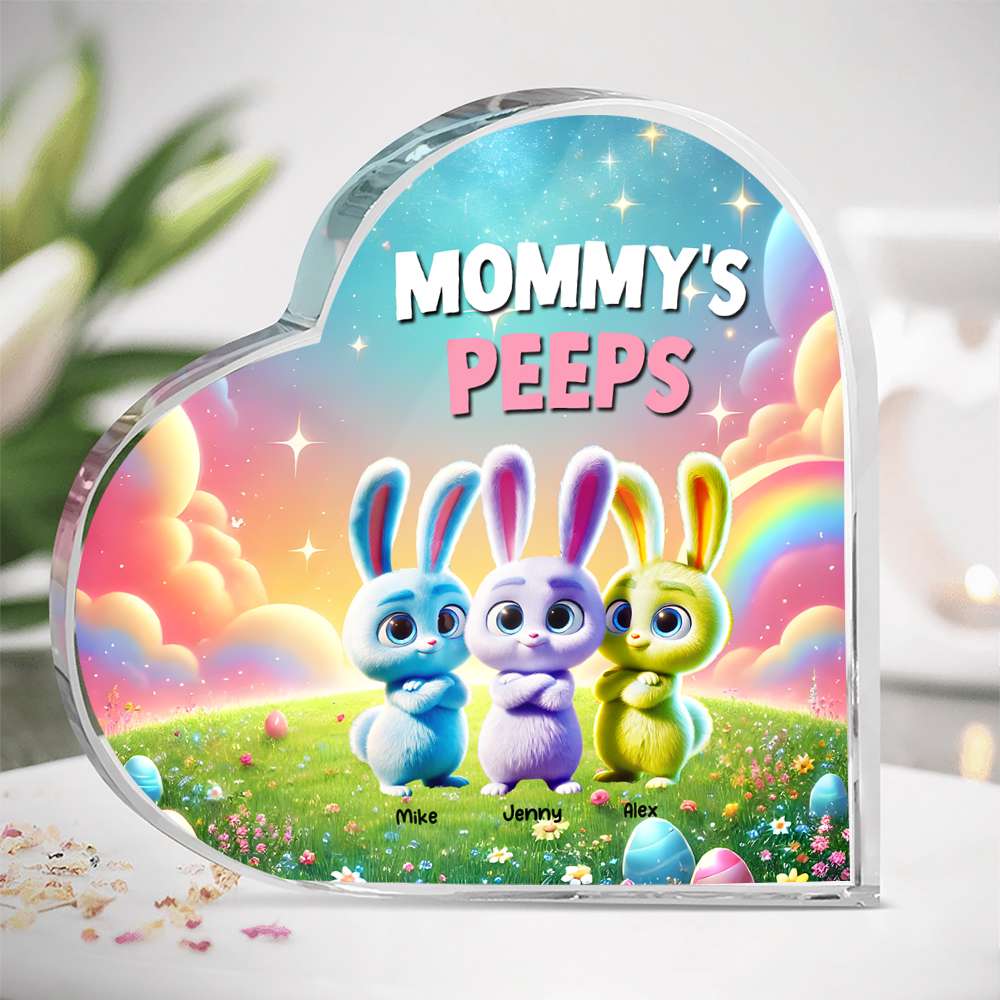 Personalized Gifts For Mom Heart Plaque, Bunny Peeps Easter Day 02TGMH110325
