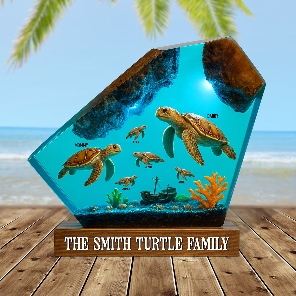 Turtle Family Plaque - Personalized Gifts For Family 04natn280525