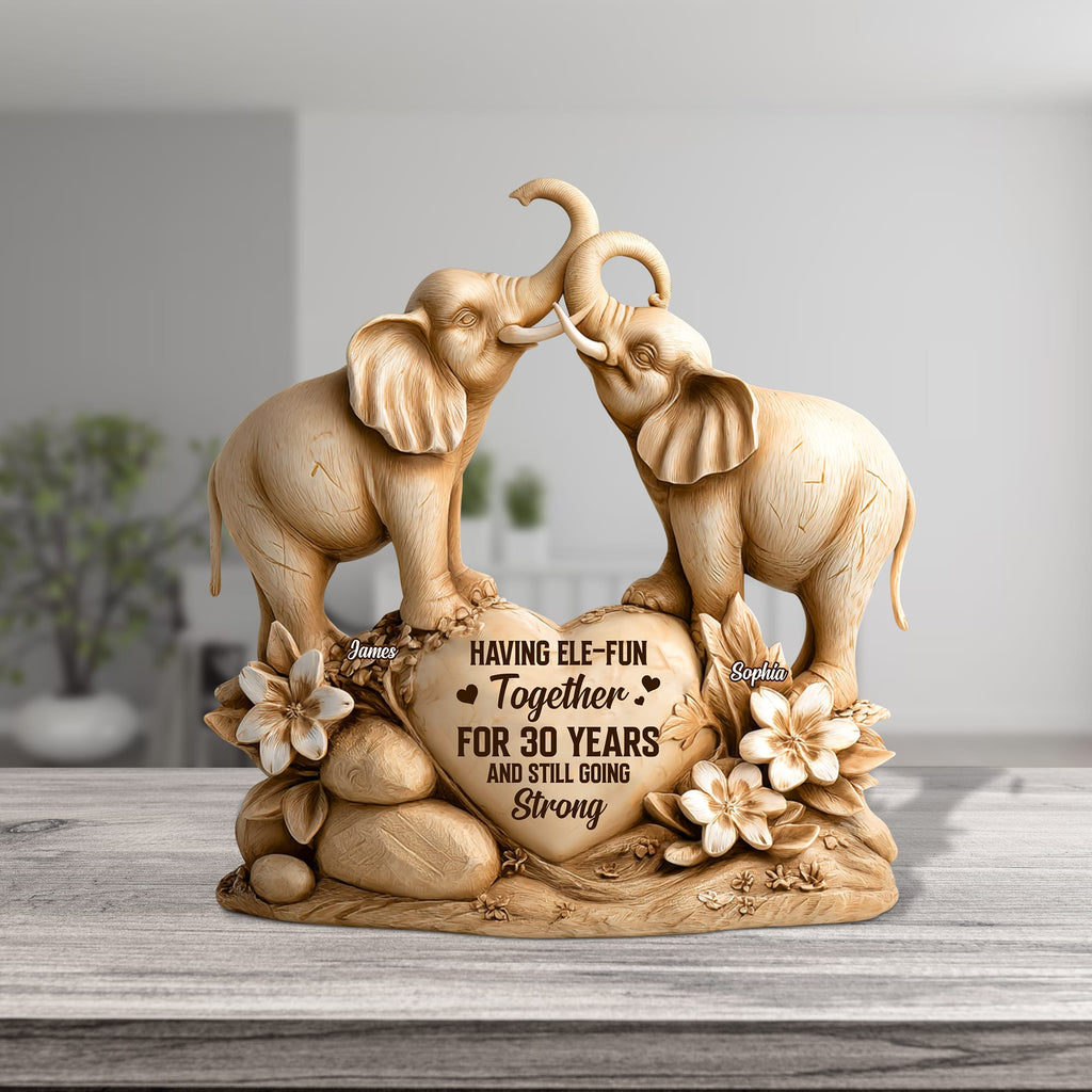 Elephant Couple Plaque - Personalized Gifts For Couple 05tgtn280525