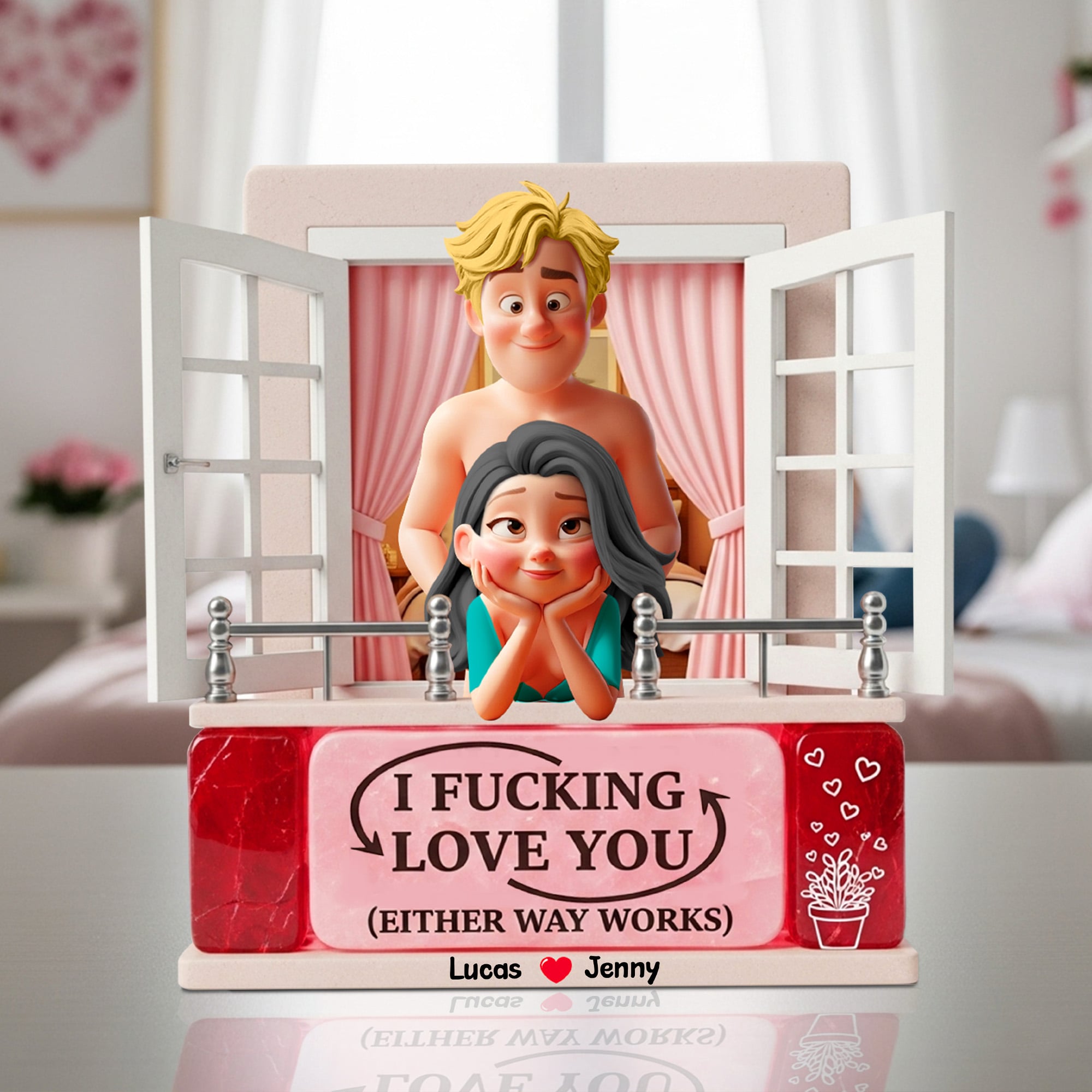 Personalized Gifts For Naughty Couple Acrylic Plaque, Cartoon Character 04tgtn180625