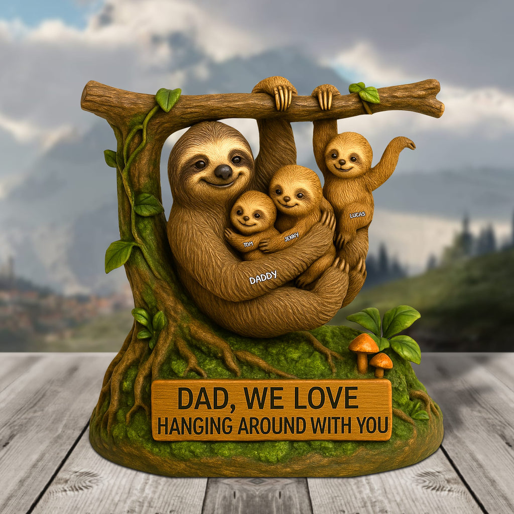 Sloth Dad Plaque - Personalized Gifts For Dad 01natn120525