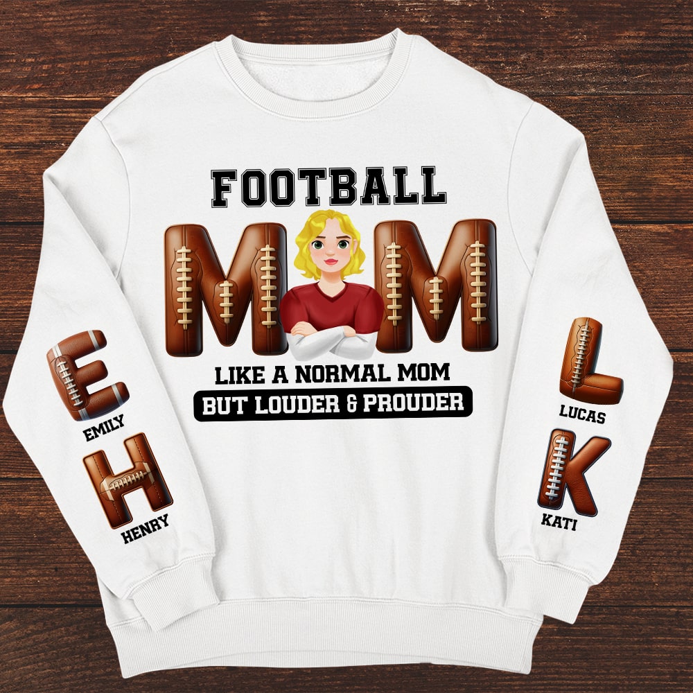 Personalized Gifts For American Football-loving Mom Shirt 04xqtn180225hg Football Mom - Like A Normal Mom But Louder And Prouder