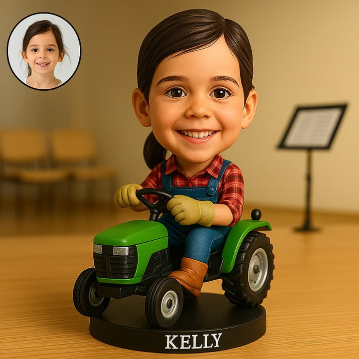 Personalized Farm Tractor Figurine Plaque with Name Base