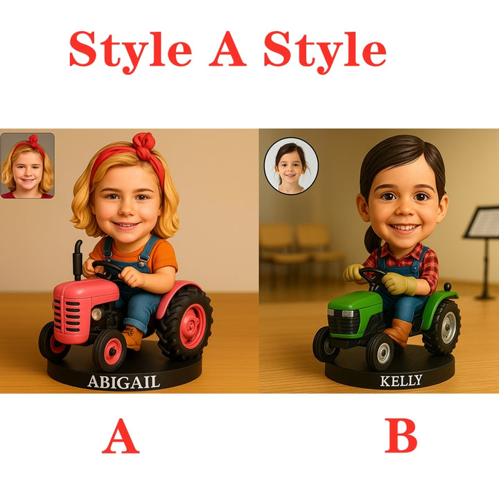 Personalized Farm Tractor Figurine Plaque with Name Base